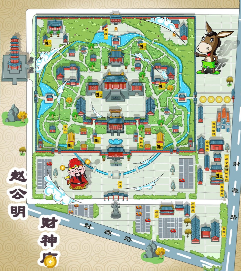 西陵寺庙类手绘地图